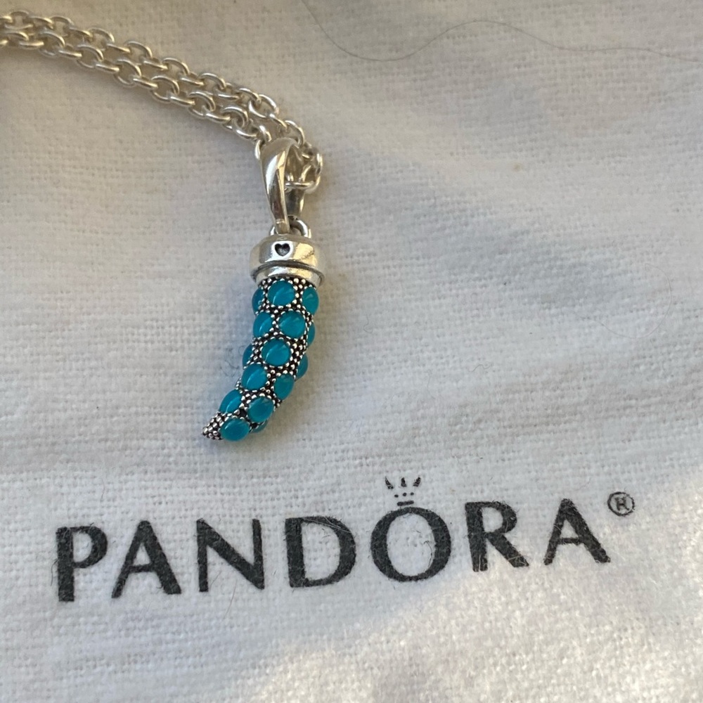 Pandora Turquoise Italian Horn on curb chain.